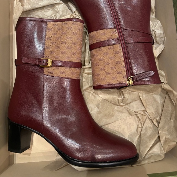 BRAND NEW GUCCI Burgundy Boots, Size 6 - Picture 1 of 7